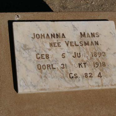 MANS Johanna nee VELSMAN 1893-1918