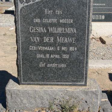 MERWE Gesina Wilhelmina, van der nee VERMAAK 1864-1950