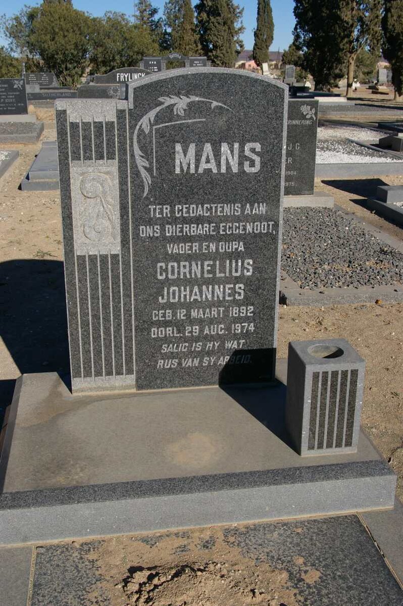 MANS Cornelius Johannes 1892-1974