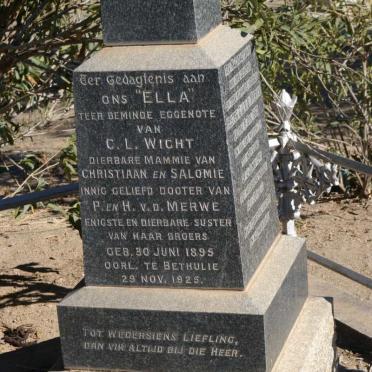 WICHT Ella nee VAN DER MERWE 1895-1925