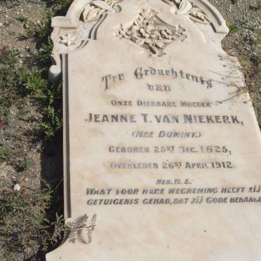 NIEKERK Jeanne T., van nee DUMINY 1825-1912