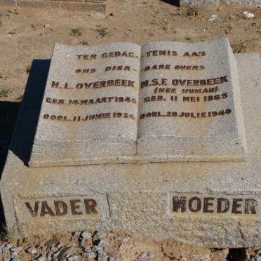 OVERBEEK H.L. 1845-1934 &amp; M.S.E HUMAN 1865-1949