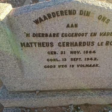 ROUX Mattheus Gerhardus, le 1884-1942