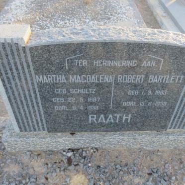 RAATH Robert Bartlett 1883-1959 &amp; Martha Magdalena SCHULTZ 1887-1933