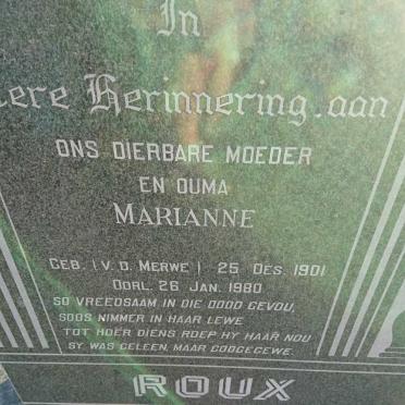 ROUX Jacobus 1896-1970 &amp; Marianne V.D. MERWE 1901-1980