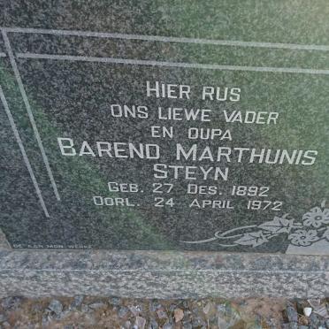 STEYN Barend Marthunis 1892-1972 &amp; Susarah M. VAN RENSBURG 1893-1957