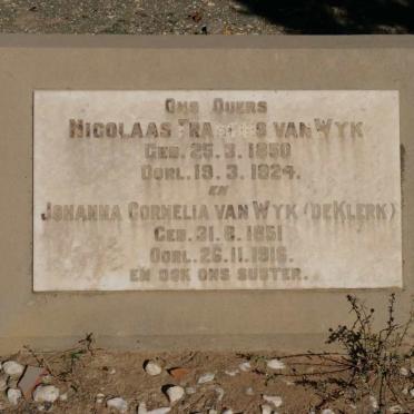 WYK Nicolaas Francois, van 1850-1924 &amp; Johanna Cornelia DE KLERK 1851-1916