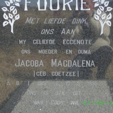 FOURIE Jacoba Magdalena nee COETZEE 1919-1995