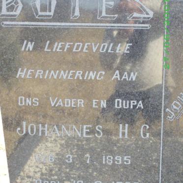 BOTES Johannes H.G. 1895-1978 &amp; Susara M.A.E. 1903-1973 