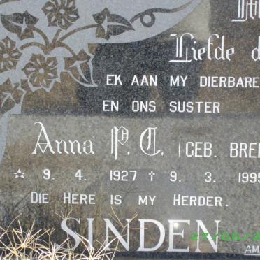 SINDEN Thomas Henry 1921-1997 &amp; Anna P.C. BREEDT 1927-1995