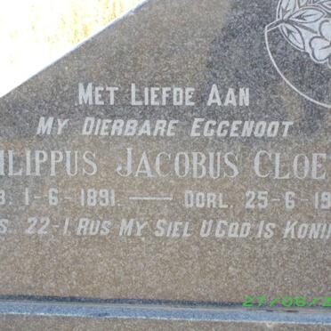 CLOETE Philippus Jacobus 1891-1959