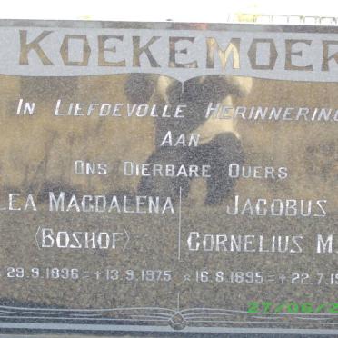 KOEKEMOER Jacobus Cornelius M.A. 1895-1975 &amp; Lea Magdalena BOSHOF 1896-1975 