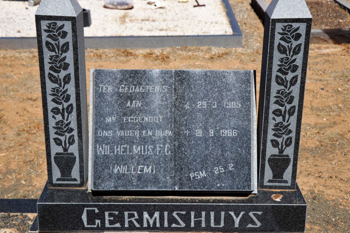 GERMISHUYS Wilhelmus F.G. 1905-1986 &amp; Elizabeth Catharina VAN DYK 1906-1973