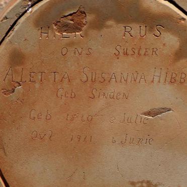 HIBBERT Aletta Susanna nee SINDEN 1860-1941