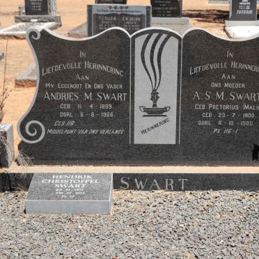 SWART Andries M. 1889-1966 &amp; A.S.M. PRETORIUS 1900-1980 :: SWART Hendrik Christoffel 1931-2012