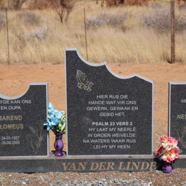 LINDE Barend Bartholomeus, van der 1927-2005 &amp; Petronella Jacoba 1929-2006