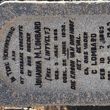 LOMBARD C. 1865-1945 &amp; Johanna M. LINTVELT 1868-1932