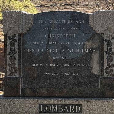 LOMBARD Christoffel 1837-1929 &amp; Hester Cecilia Wilhelmina NEL 1843-1899