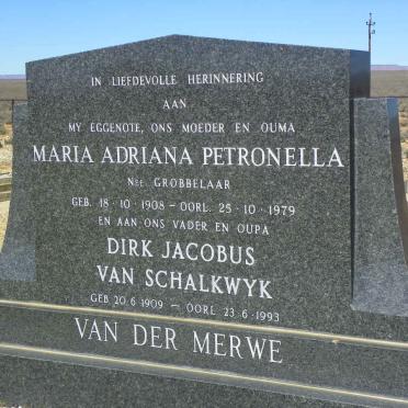 MERWE Dirk Jacobus van Schalkwyk, van der 1909-1993 &amp; Maria Adriana Petronella GROBBELAAR 1908-1979