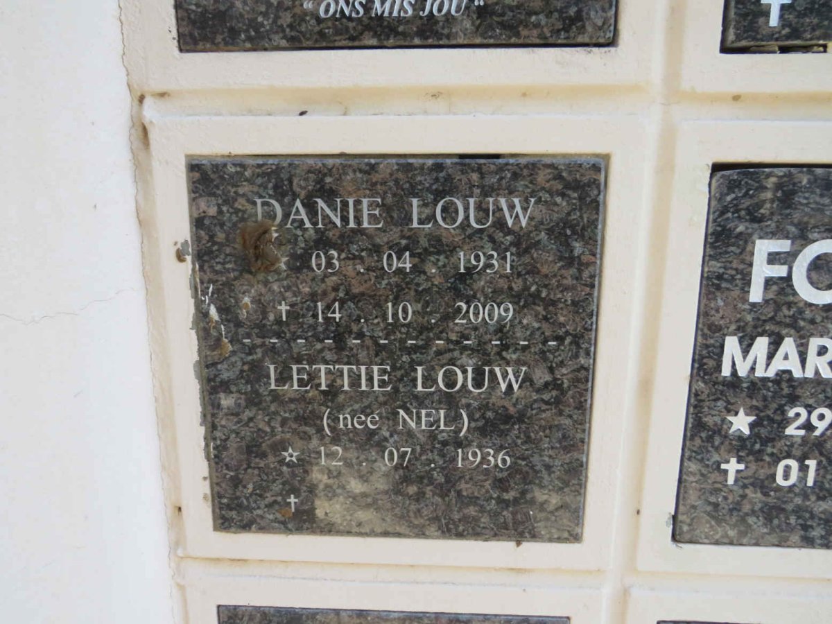 LOUW Danie 1931-2009 & Lettie NEL 1936-