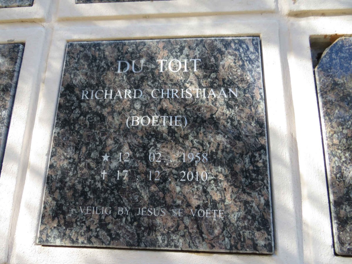 TOIT Richard Christiaan, du 1958-2010