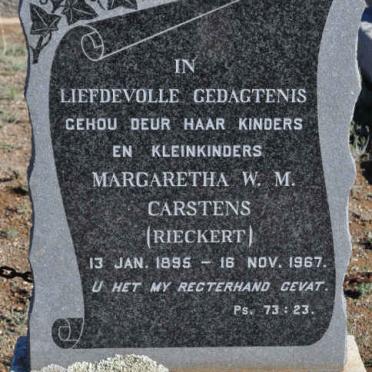 CARSTENS Margaretha W.M. nee RIECKERT 1895-1967