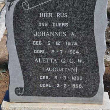 COLLING Johannes A. 1875-1964 &amp; Aletta G.G.W. AUGUSTYN 1890-1968