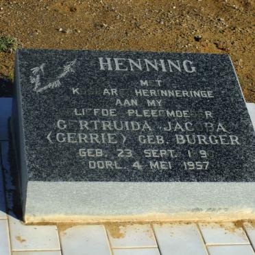 HENNING Getruida Jacoba nee BURGER 1890-1957