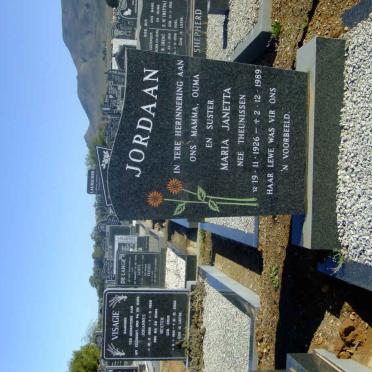JORDAAN Maria Janetta nee THEUNISSEN 1926-1989