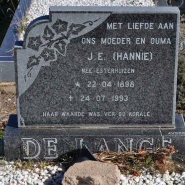 LANGE J.E., de nee ESTERHUIZEN 1898-1993