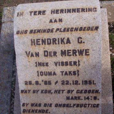 MERWE Hendrika G., van der nee VISSER 1865-1951