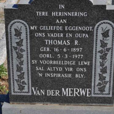MERWE Thomas R., van der 1897-1977