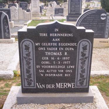 MERWE Thomas R., van der 1897-1977