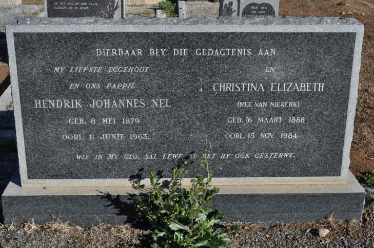 NEL Hendrik Johannes 1879-1963 &amp; Christina Elizabeth VAN NIEKERK 1888-1984