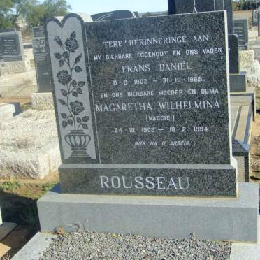 ROUSSEAU Frans Daniel 1902-1968 &amp; Magaretha Wilhelmina 1902-1994