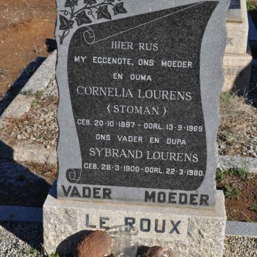 ROUX Sybrand Lourens, le 1900-1980 &amp; Cornelia Lourens STOMAN 1897-1969