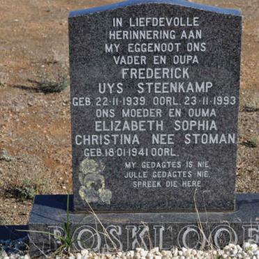STEENKAMP Frederick Uys 1939-1993 &amp; Elizabeth Sophia Christina STOMAN 1941-