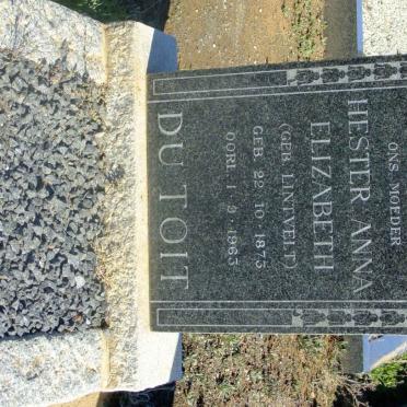 TOIT Hester Anna Elizabeth, du nee LINTVELT 1873-1963