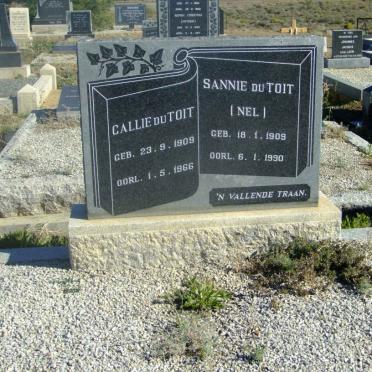 TOIT Callie, du 1909-1966 &amp; Sannie NEL 1909-1990