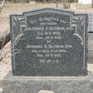 SUTHERLAND Johannes J. 1858-1939 &amp; Johanna D. VISSER 1856-1930