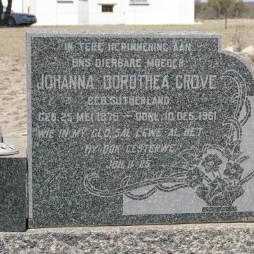 GROVE Cornelius Hendrik 1876-1949 &amp; Johanna Dorothea SUTHERLAND 1875-1961