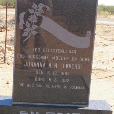 TOIT Johanna A.H., du nee EKKERD 1894-1982