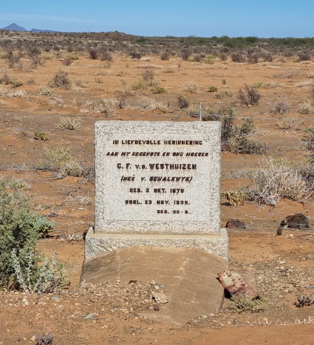 WESTHUIZEN C.F., v.d. nee VAN SCHALKWYK 1870-1935