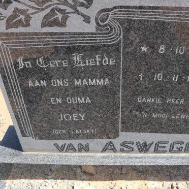 ASWEGEN Joey, van nee LATSKY 1903-1990