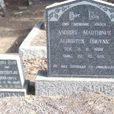 BRUYNS Andries Marthinus Albertus 1869-1918 :: BRUYNS Hestertjie Johanna 1920-1921