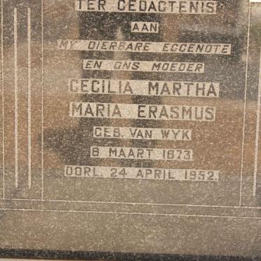 ERASMUS Cecilia Martha Maria nee VAN WYK 1873-1952