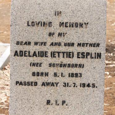 ESPLIN Adelaide nee SCHONBORN 1893-1945