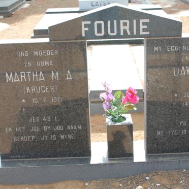 FOURIE Dawid J. 1913-1982 &amp; Martha M.A. KRUGER 1921-