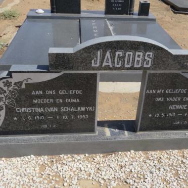 JACOBS Hennie 1910-1976 &amp; Christina VAN SCHALKWYK 1910-1993