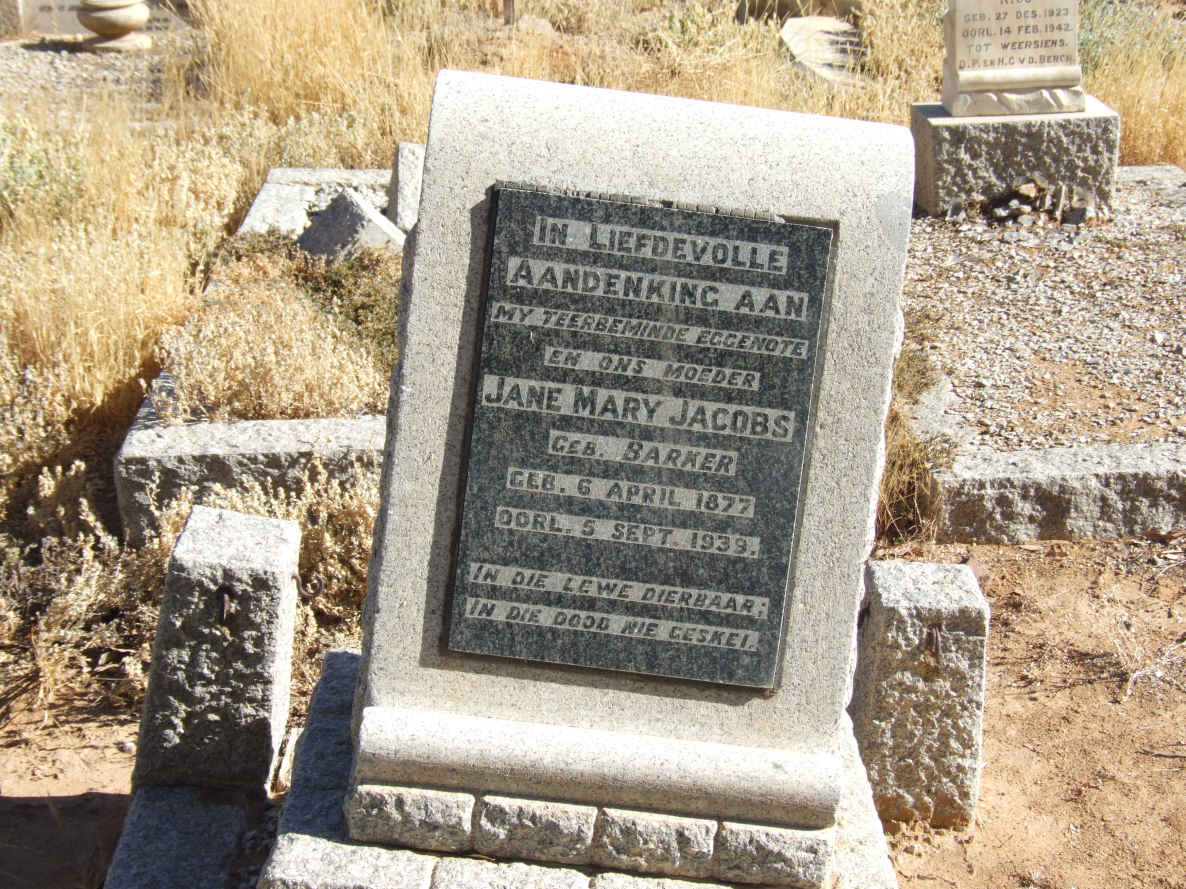 JACOBS Jane Mary nee BARKER 1877-1939